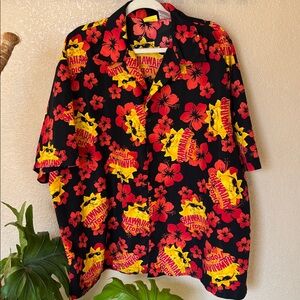 Hawaiian Tropic Men's Hawaiian Shirt - Black and Red
